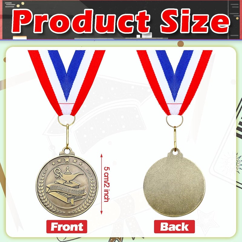 Quelay 30 Pcs 2'' Award Medals Bulk Gold Winner Medals with Neck Ribbons Metal Trophy Award Prize Gift for Tournaments, Competitions, Party, Kids and Adults - Image 2